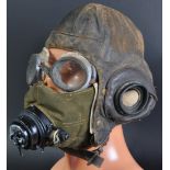 WWII SECOND WORLD WAR B TYPE FLYING HELMET, MASK & GOGGLES DISPLAY