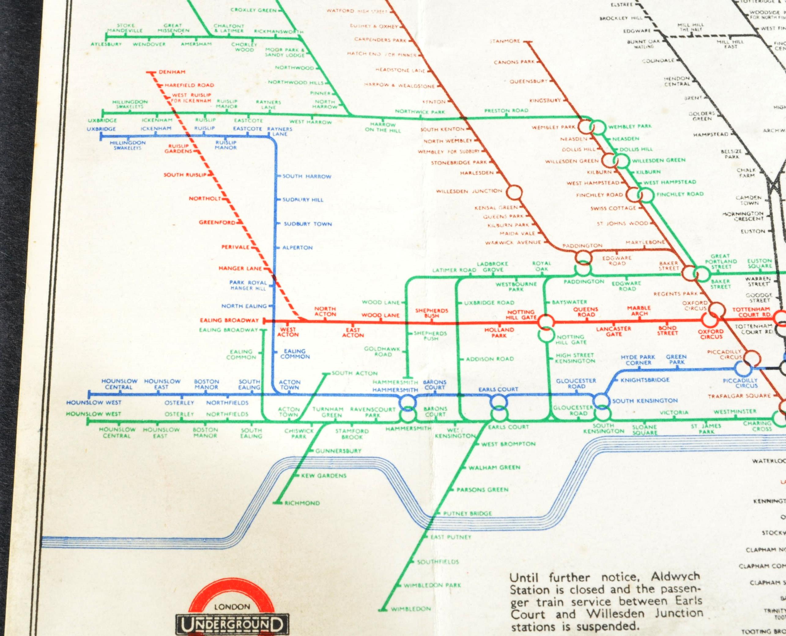 WWII SECOND WORLD WAR 1941 LONDON UNDERGROUND ISSUED SHELTER MAP - Image 2 of 6