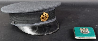 ROYAL AIR FORCE RAF NAMED PEAKED CAP & POLISH CIGARETTE CASE