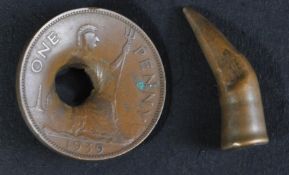 WWII SECOND WORLD WAR SHOT PENNY 1D COIN