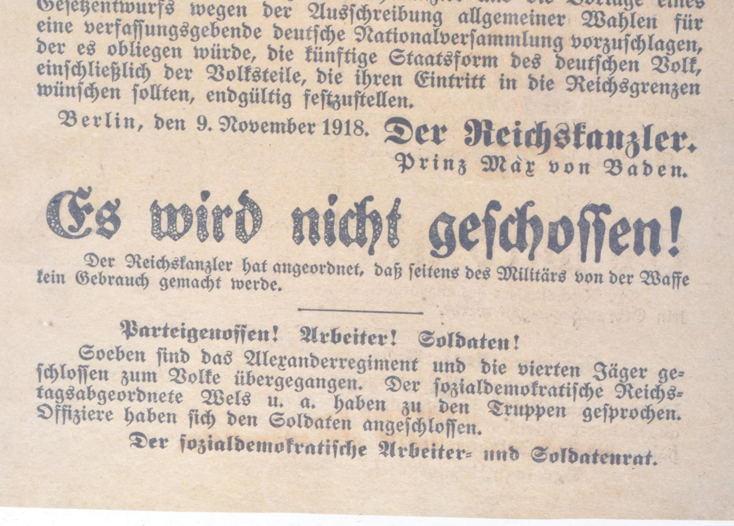WWI FIRST WORLD WAR IMPERIAL GERMAN END OF WAR PROCLAMATION - Image 4 of 5