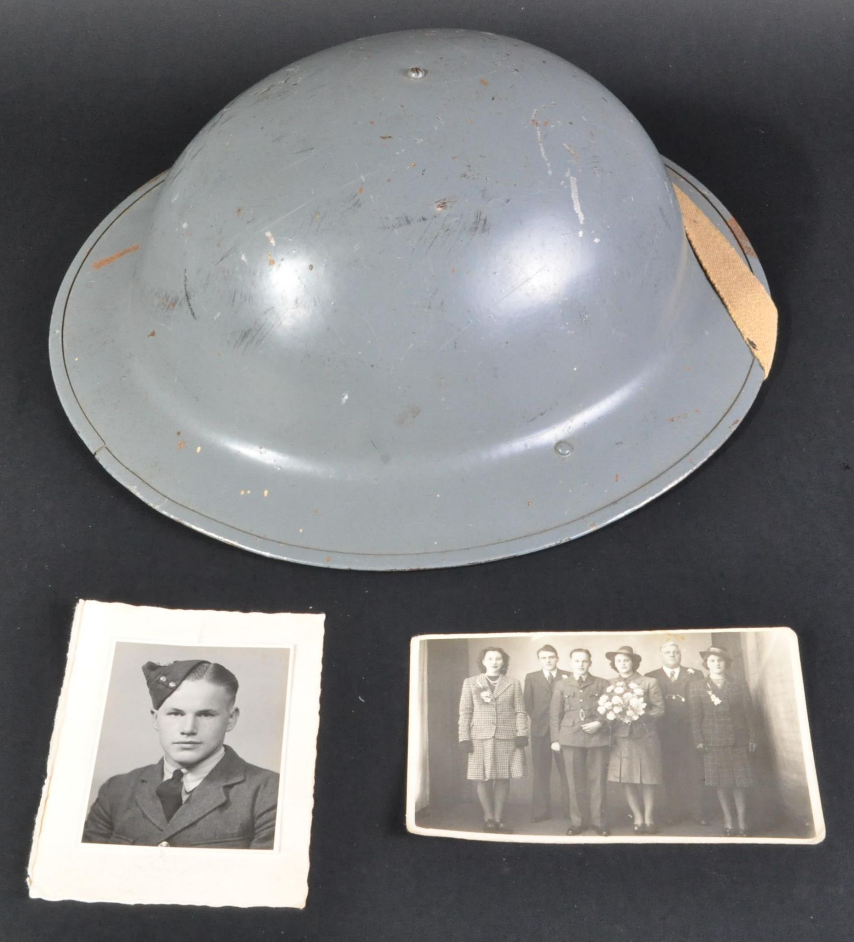 WWII SECOND WORLD WAR RAF BRODIE HELMET & PHOTOGRAPHS - Image 2 of 8