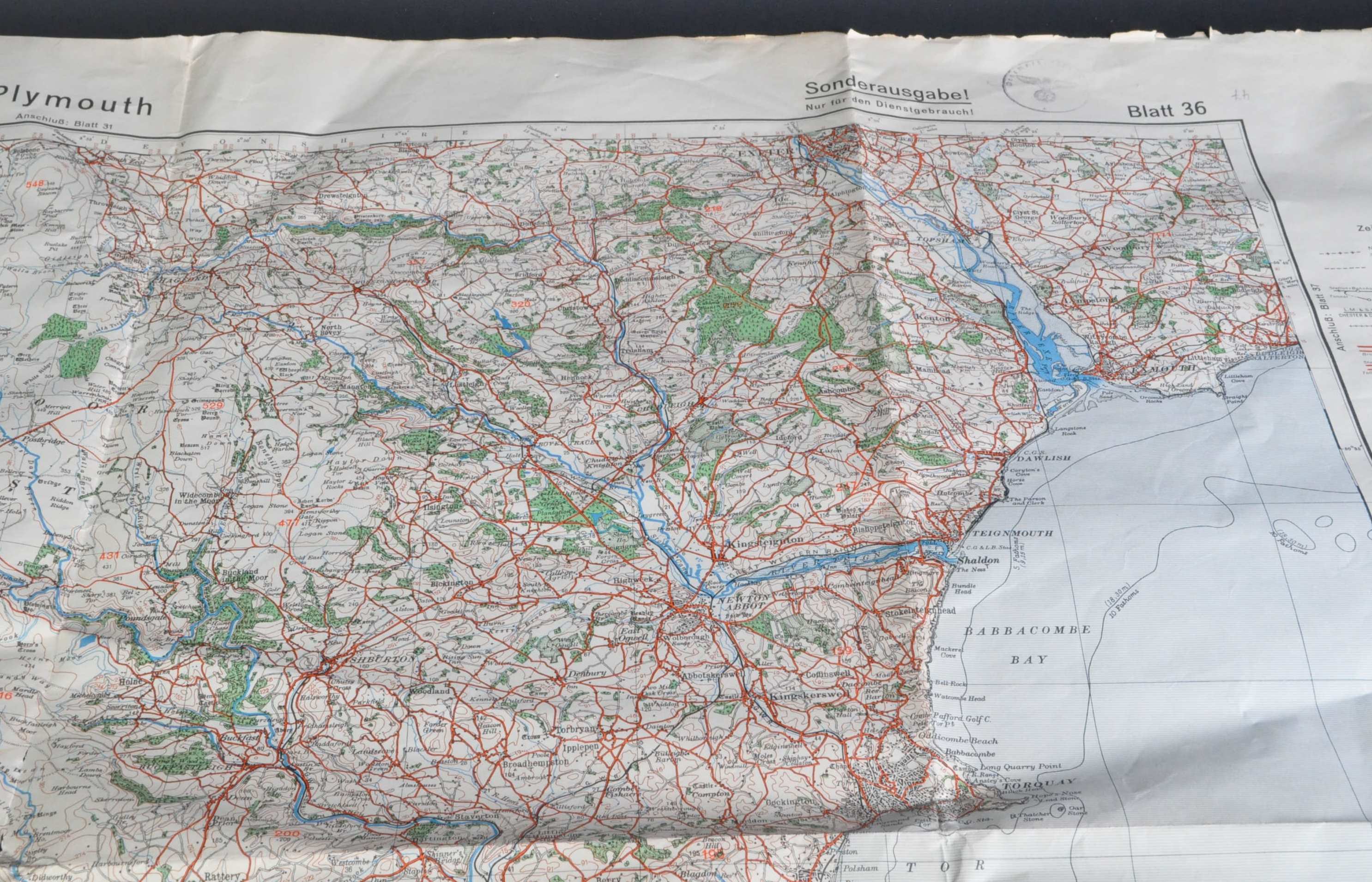 WWII SECOND WORLD WAR THIRD REICH GERMAN 1938 MAP OF PLYMOUTH - Image 3 of 5