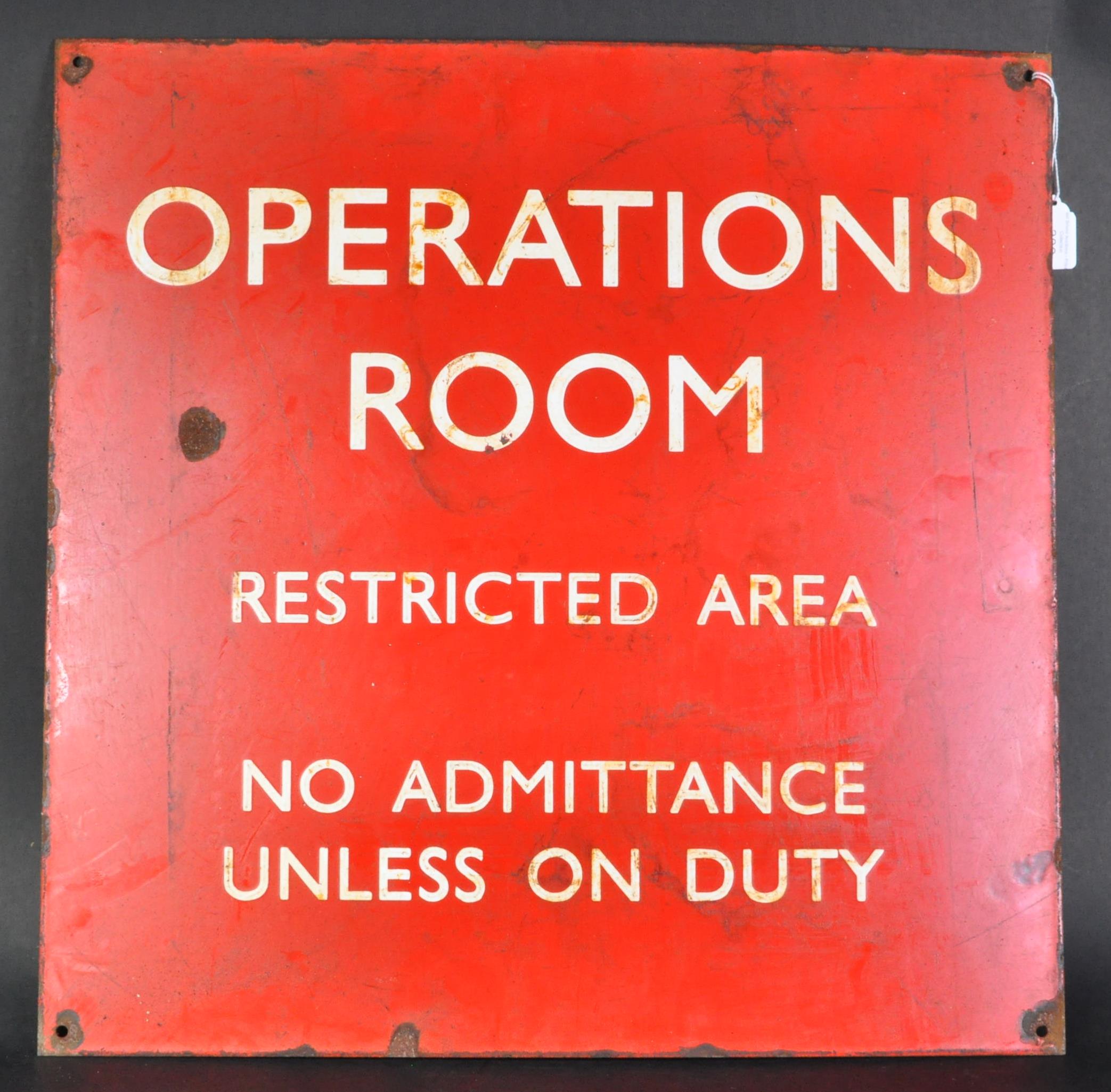 ORIGINAL WWII SECOND WORLD WAR OPERATIONS ROOM ENAMEL SIGN