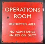 ORIGINAL WWII SECOND WORLD WAR OPERATIONS ROOM ENAMEL SIGN