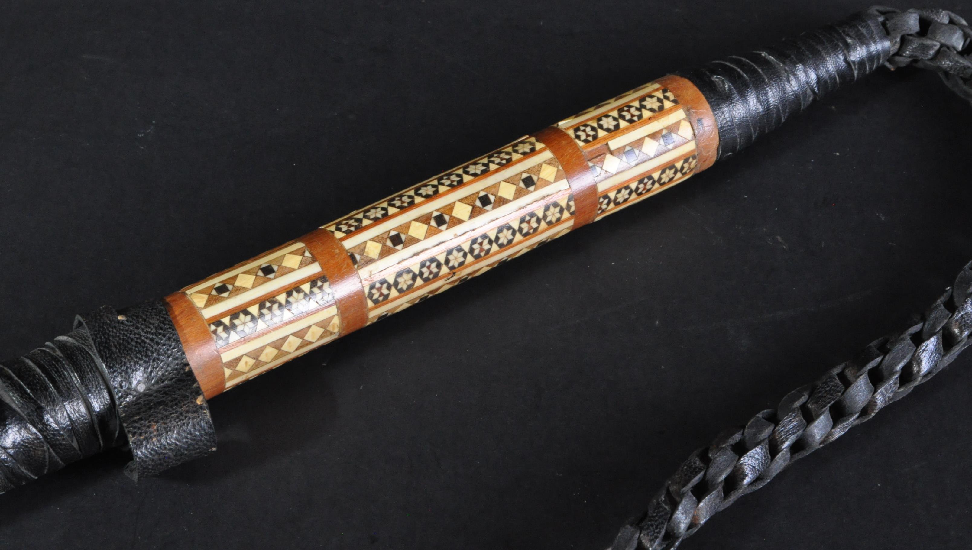 EARLY 20TH CENTURY TRIBAL BONE INLAID WHIP WITH HIDDEN SPIKE - Image 2 of 5