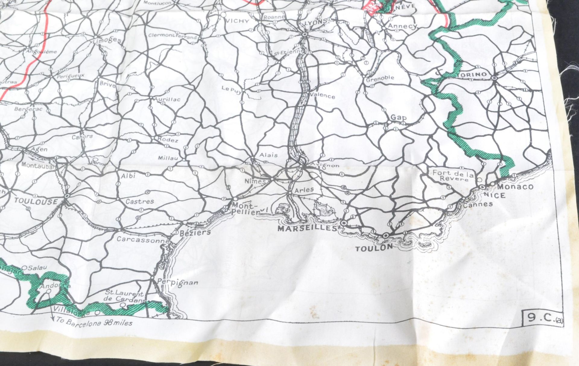 WWII SECOND WORLD WAR INTEREST - SILK ESCAPE MAP OF FRANCE - Image 5 of 6