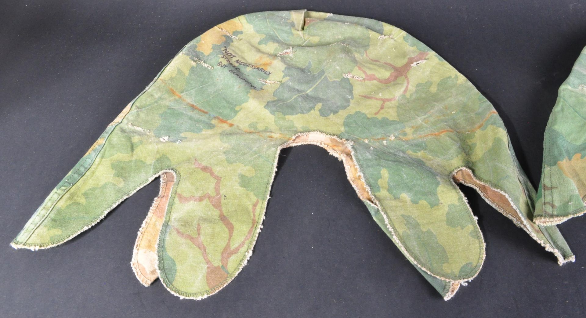 VIETNAM WAR - PAIR OF GRAFFITIED US M1 HELMET COVERS - Image 2 of 8