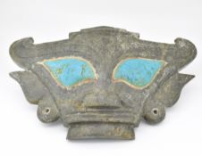 SHANG DYNASTY STYLE ZOOMORPHIC MASK OF HORNED TAOTIE FORM