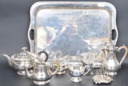 LARGE SILVER PLATE BUTLERS TRAY & TEA / COFFEE SERVICE