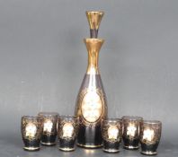 1960S ITALIAN FLASH GLASS DECANTER AND SIX GLASSES