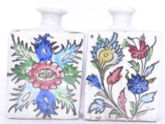 PAIR OF 19TH CENTURY CHINESE POTTERY GLAZED FLASKS