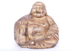VINTAGE 20TH CENTURY PLASTER FIGURINE OF A SEATED LAUGHING BUDDHA