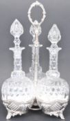 A 19TH CENTURY VICTORIAN SILVER PLATETREFOIL DECANTER
