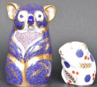 TWO ROYAL CROWN DERBY PAPERWEIGHTS WITH GOLD STOPPERS