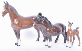 THREE VINTAGE BESWICK PORCELAIN HORSE FIGURES