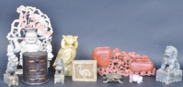COLLECTION OF CHINESE SOAPSTONE FIGURINES AND OTHERS