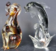 TWO VINTAGE LATE 20TH CENTURY CIRCA 1970S GLASS FIGURINES