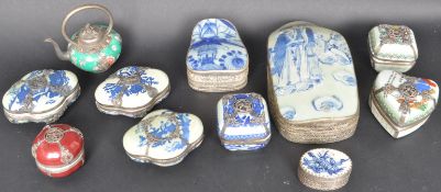 COLLECTION CHINESE BLUE & WHITE POLYCHROME LIDDED POTS