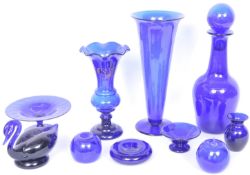 ASSORTMENT OF COBALT GLASS & BRISTOL BLUE