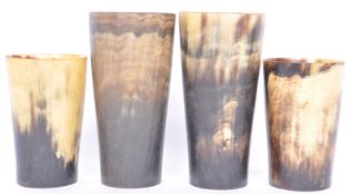 FOUR VINTAGE 20TH CENTURY HORN DRINKING VESSELS