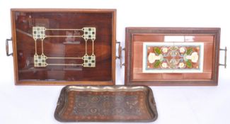 ART NOUVEAU / AESTHETICISM ERA TRAY WITH TWO OTHERS