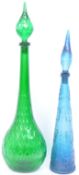 EMPOLI - GENIE BOTTLES - TWO RETRO VINTAGE ITALIAN GLASS BOTTLES