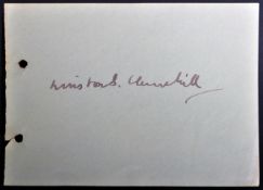 WINSTON CHURCHILL SIGNED AUTOGRAPH ALBUM PAGE - 1950S EXAMPLE