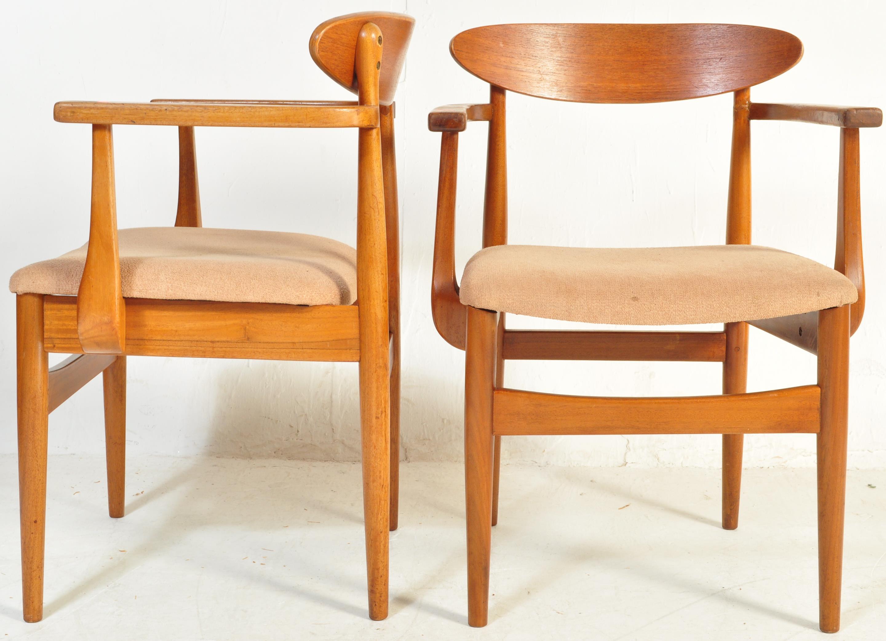 PAIR OF MID 20TH CENTURY DANISH TEAK DINING CHAIRS CARVERS - Image 4 of 5