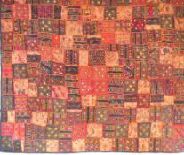 LARGE VINTAGE 20TH CENTURY INDIAN PATCHWORK BLANKET