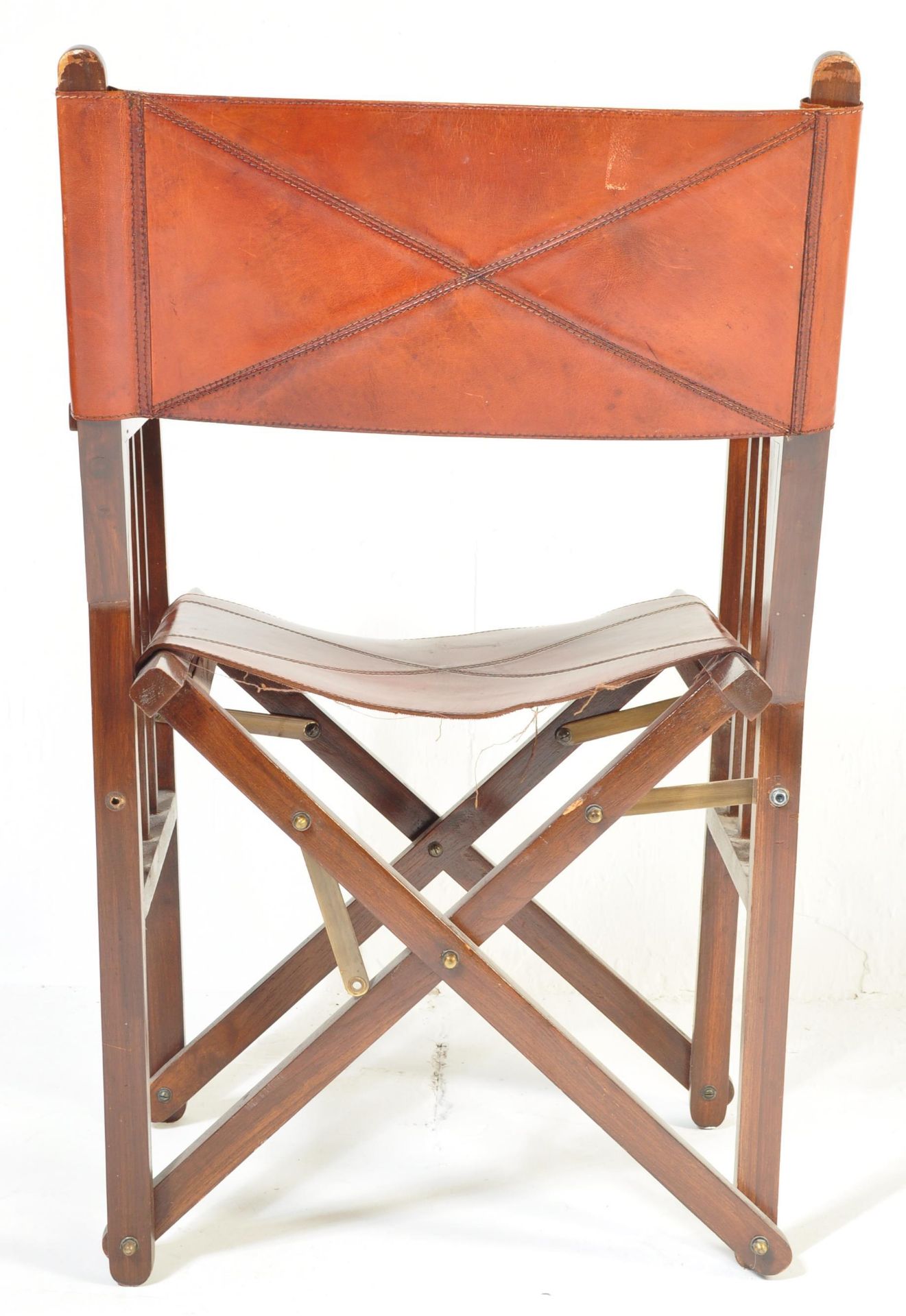 VINTAGE 20TH CENTURY LEATHER DIRECTORS FOLDING CHAIR - Image 7 of 9