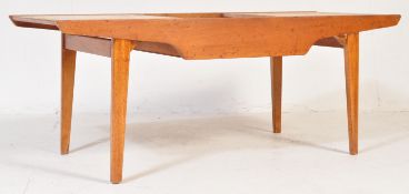 MID CENTURY TEAK WOOD & GLASS LONG JOHN COFFEE TABLE