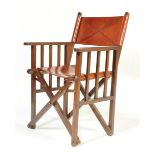 VINTAGE 20TH CENTURY LEATHER DIRECTORS FOLDING CHAIR