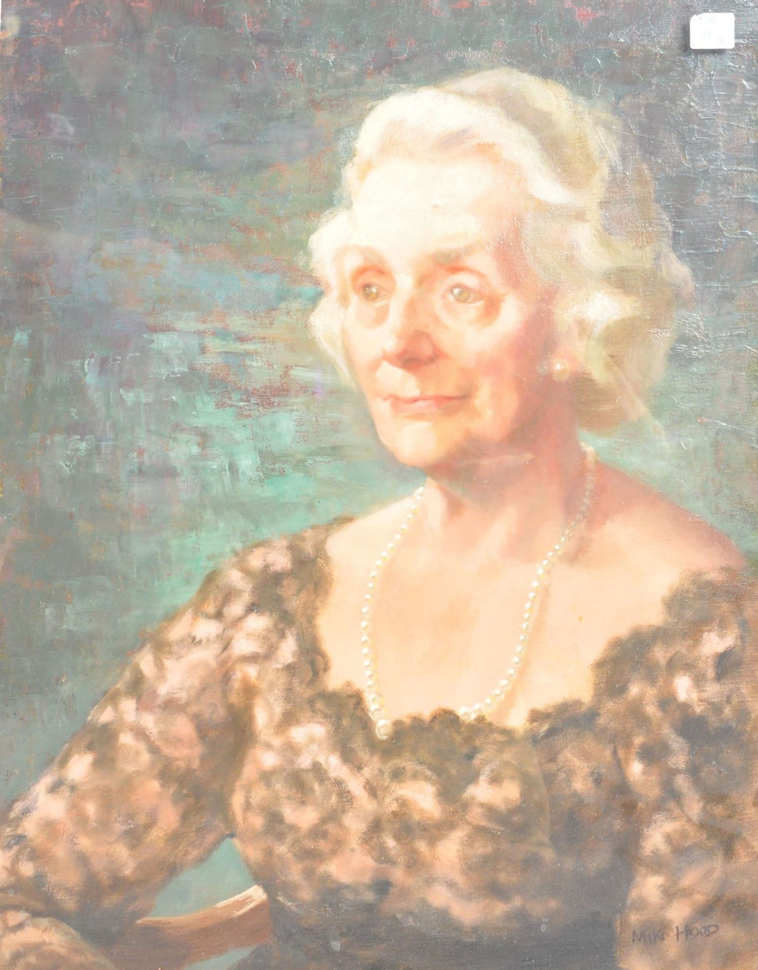 MIKI HOOD - OIL ON CANVAS PORTRAIT PAINTING OF MRS JEANNETTE BULCOCK - Image 2 of 6