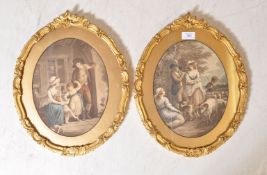 PAIR OF 19TH CENTURY VICTORIAN GILT OVAL FRAMED PRINTS