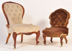 19TH CENTURY SPOON BACK LADIES ARMCHAIR & ANOTHER