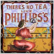 PHILLIPS'S TEA - OIL ON BOARD ADVERTISING SIGN