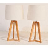 PAIR OF CONTEMPORARY MODERN BEDSIDE TRIPOD LAMPS & SHADES