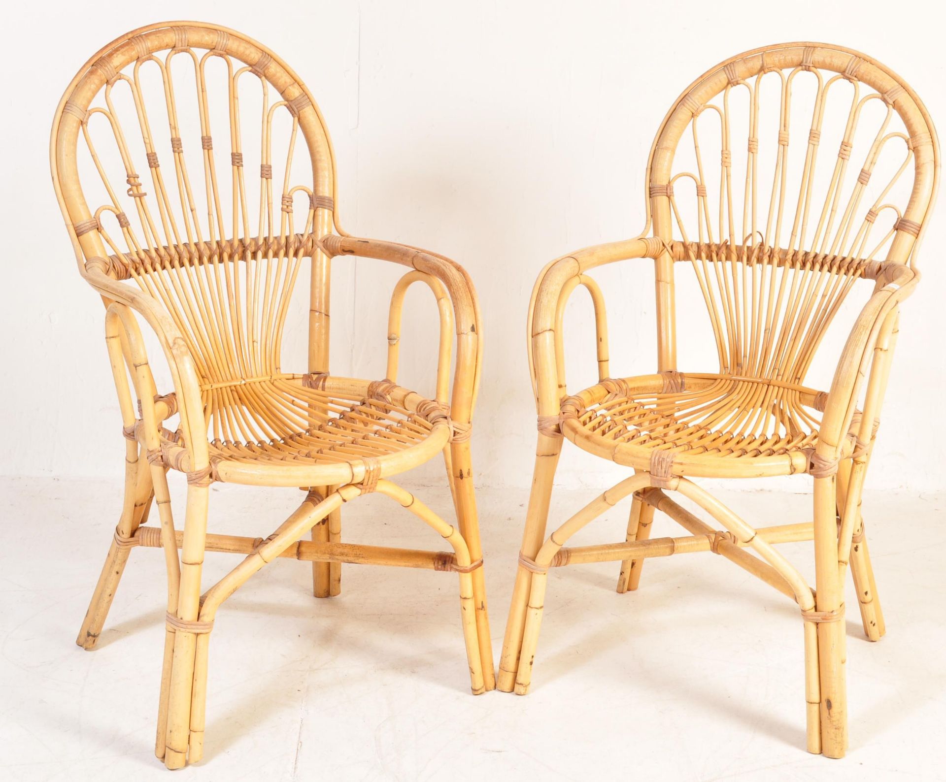 MATCHING PAIR OF ITALIAN BAMBOO AND WICKER ARMCHAIRS - Image 2 of 7