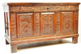 17TH CENTURY CARVED COUNTRY OAK COFFER CHEST