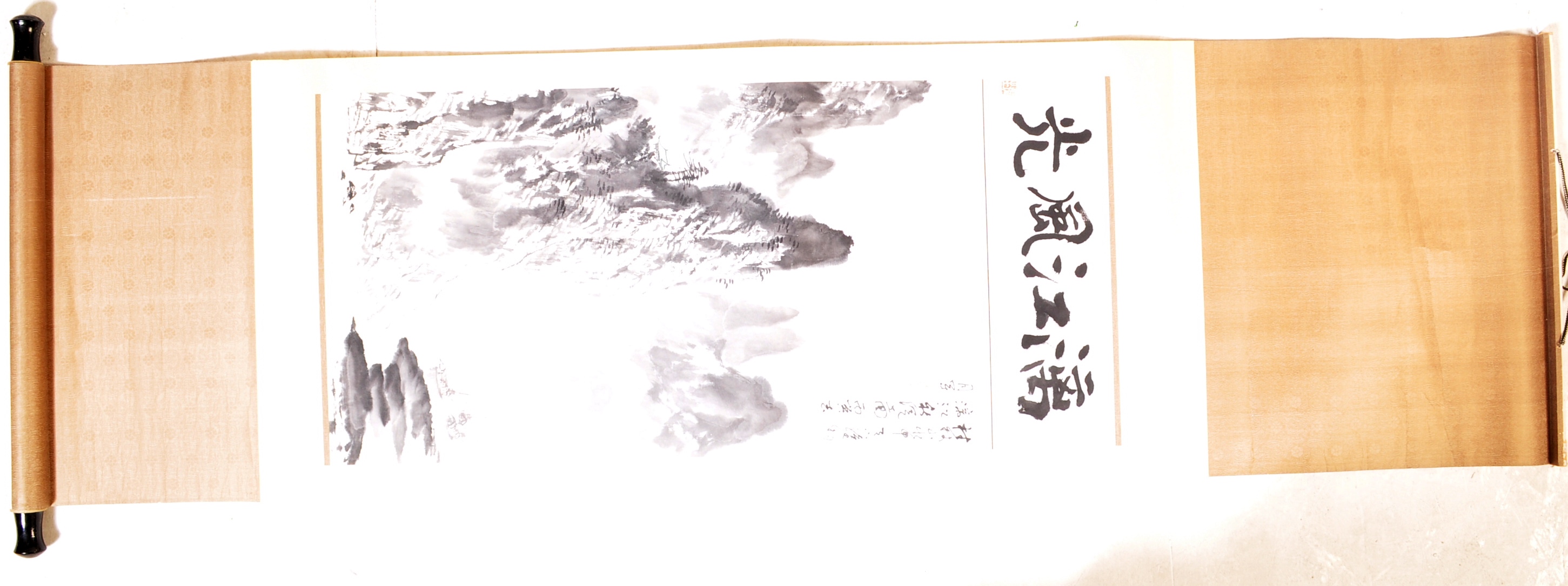 VINTAGE 20TH CENTURY CHINESE INK SCROLL WITH LANDSCAPE - Image 2 of 7