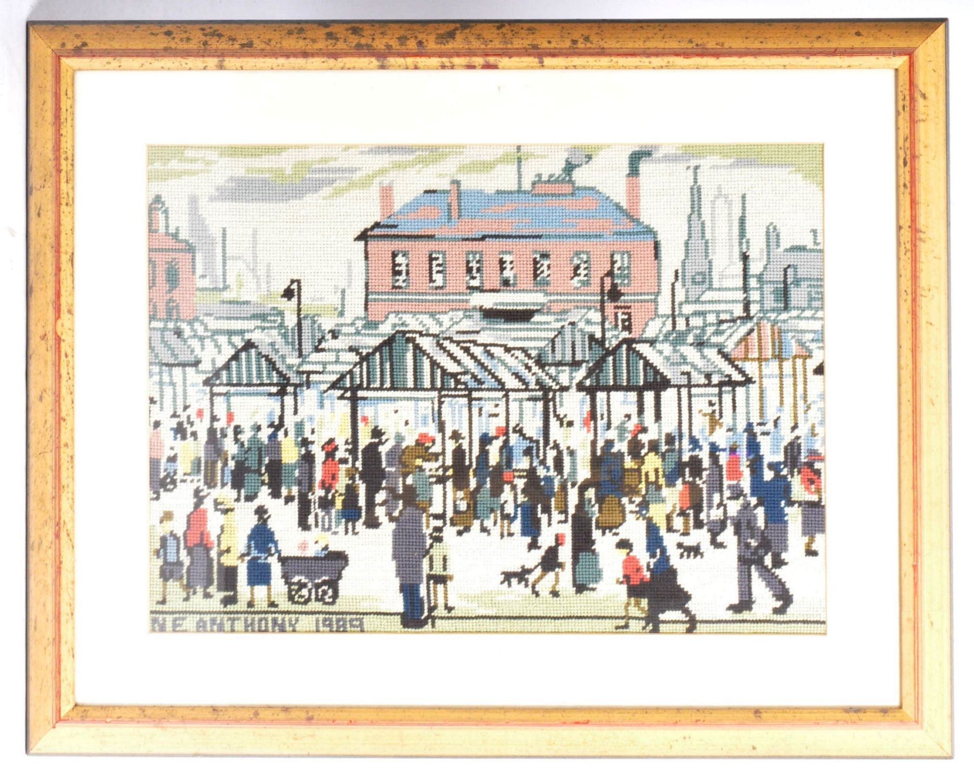 NE ANTHONY - AFTER L. S. LOWRY - MARKET SCENE, NORTHERN TOWN