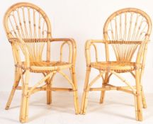 MATCHING PAIR OF ITALIAN BAMBOO AND WICKER ARMCHAIRS