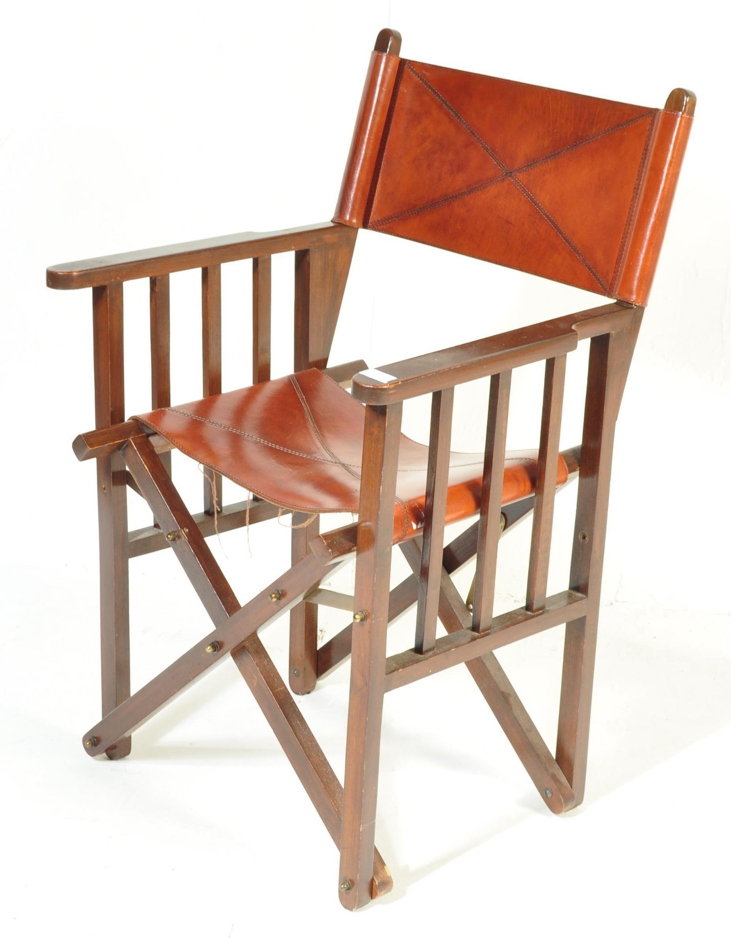 VINTAGE 20TH CENTURY LEATHER DIRECTORS FOLDING CHAIR - Image 2 of 9