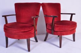 PAIR OF MID CENTURY RETRO BRIDGE CHAIRS / ARMCHAIRS