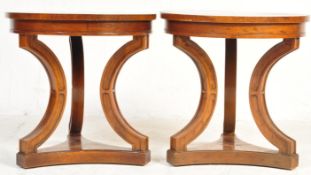 PAIR OF LATE 20TH CENTURY MAHOGANY CONTINENTAL SIDE TABLES
