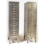 INDUSTRIAL PAIR OF STRIPPED METAL 15 DRAWER FILING CABINETS