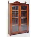 1920'S OAK & LEADED GLASS BOOKCASE DISPLAY CABINET