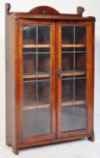 1920'S OAK & LEADED GLASS BOOKCASE DISPLAY CABINET