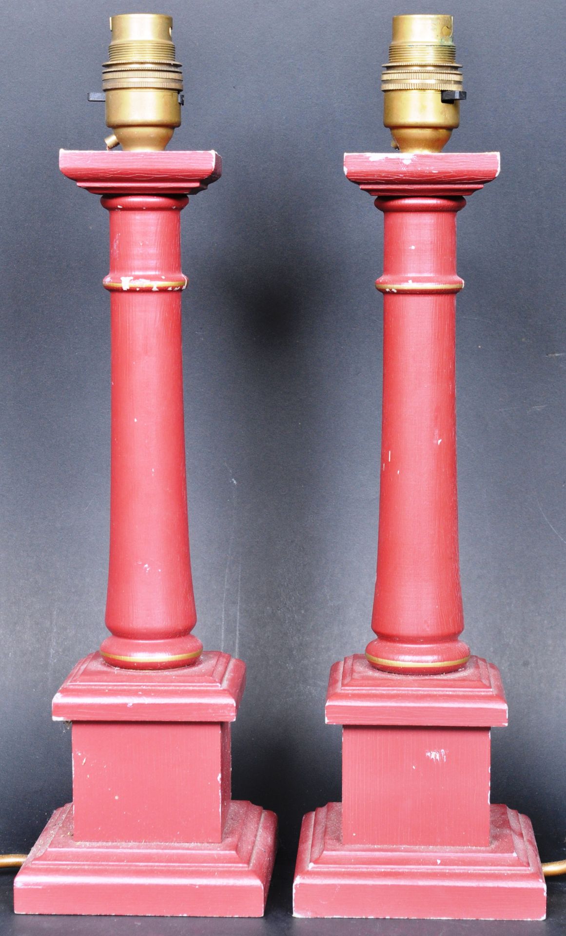 PAIR OF CONTEMPORARY LAURA ASHLEY GREEK COLUMN TABLE LAMPS